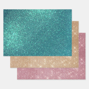 Feuille De Papier Cadeau Mitter Chic Elegant Teal Blue Sparkly