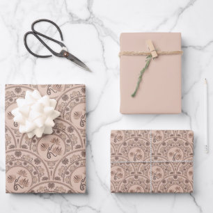 Feuille De Papier Cadeau Mocha Rococo Revival Mandala Art Déco St Jacques