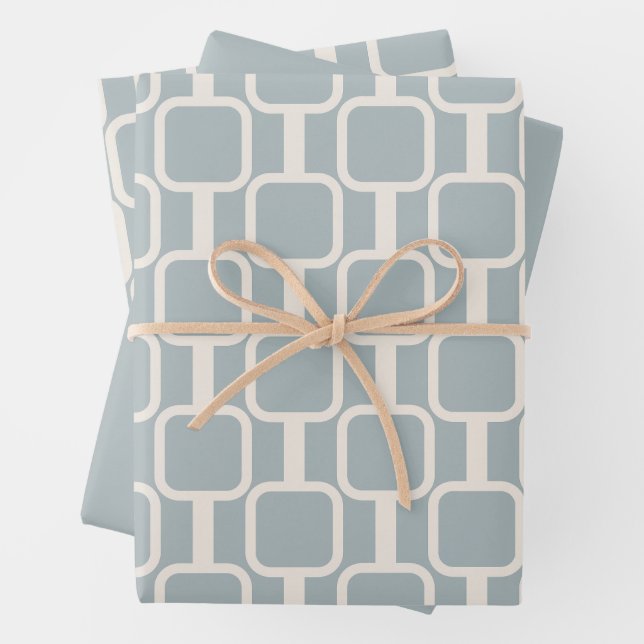 Feuille De Papier Cadeau Mod Links Retro Moderne Motif géométrique (En situation)