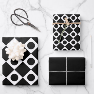 Feuille De Papier Cadeau Mod Retro 60's Noir