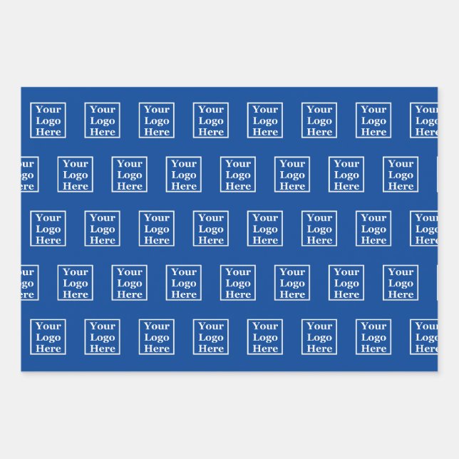 Feuille De Papier Cadeau Modèle bleu Motif du logo de l'entreprise (Devant)