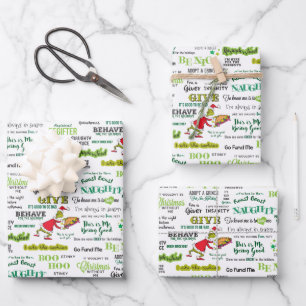 Feuille De Papier Cadeau Modèle de citation de Grinch
