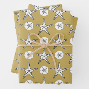 Feuille De Papier Cadeau Modèle de dessin d'étoile de mer et de dollar de s
