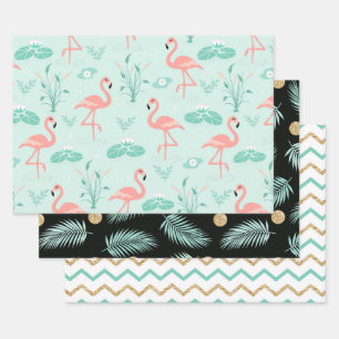 Feuille De Papier Cadeau Modèle flamant