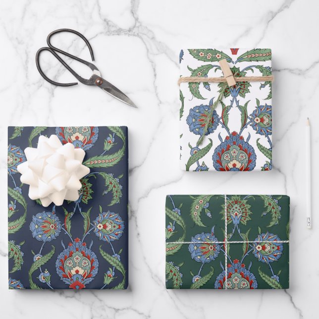 Feuille De Papier Cadeau Modèle floral arabesque (Recto)