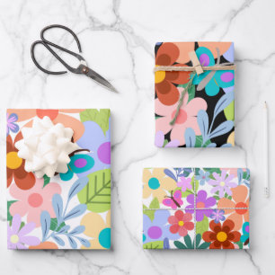 Feuille De Papier Cadeau Modèle Floral Coloré