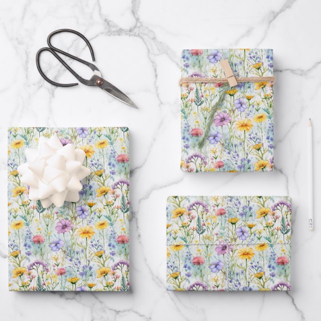 Feuille De Papier Cadeau Modèle floral Fleur sauvage de marguerite jaune (Recto)