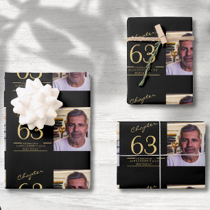 Feuille De Papier Cadeau Modèle photo d'anniversaire n'importe quel âge Bla
