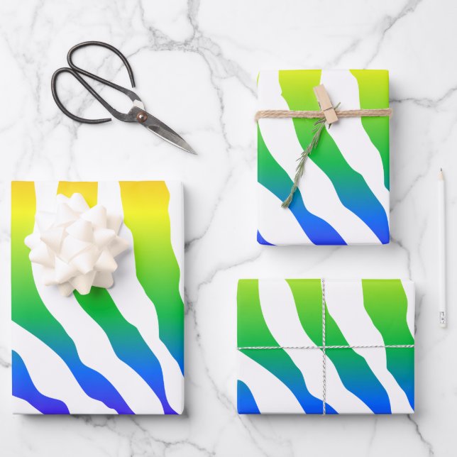 Feuille De Papier Cadeau Modèle Rainbow Zebra (Recto)