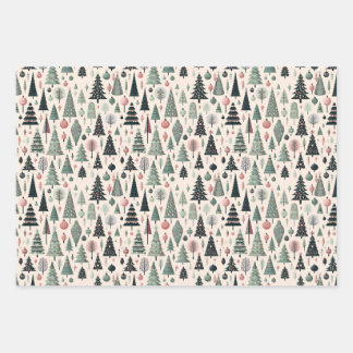 Feuille De Papier Cadeau Modern Artistic Pink Tree Christmas Wrapping Paper
