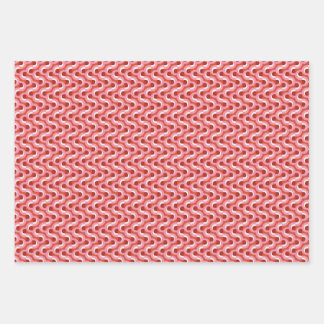 Feuille De Papier Cadeau Modern Christmas Wavy Geometric Stripe in Bold Red