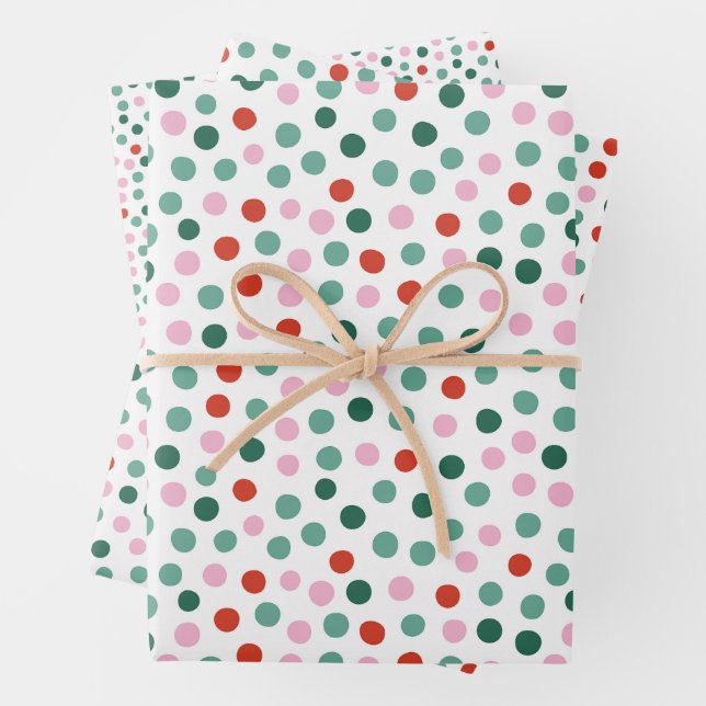 Feuille De Papier Cadeau Modern Festive Dot Pattern Christmas (En situation)