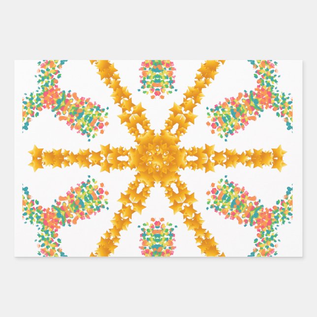 Feuille De Papier Cadeau Modern Wrapping Paper Flat Sheet Set of 3 (Devant)
