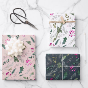 Feuille De Papier Cadeau Moderne Cute Botanical Holiday