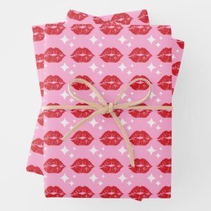 Feuille De Papier Cadeau Moderne Cute Rose Red Lips Kiss Business Shop