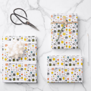 Feuille De Papier Cadeau Moderne du milieu du siècle cool