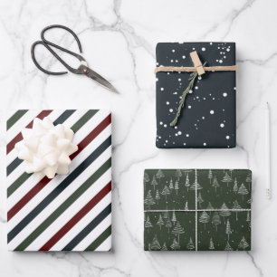 Feuille De Papier Cadeau Moderne Élégant Bleu Rouge Vert Noël Fêtes