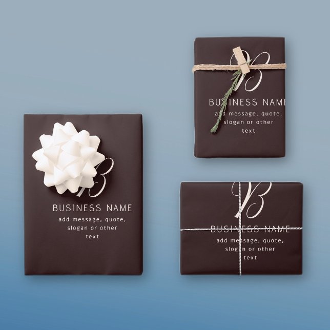 Feuille De Papier Cadeau Moderne Élégant Nom commercial Monogramme | Brun f (Créateur téléchargé)