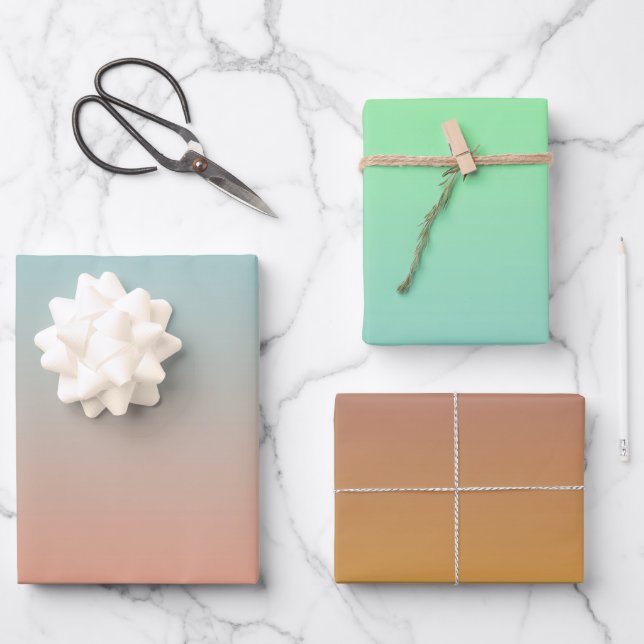 Feuille De Papier Cadeau Moderne Elégant Ombre Minimal Rose Bleu Vert (Recto)