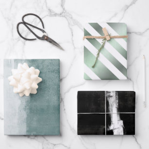 Feuille De Papier Cadeau Moderne Elegant Rustique Abstrait et rayé