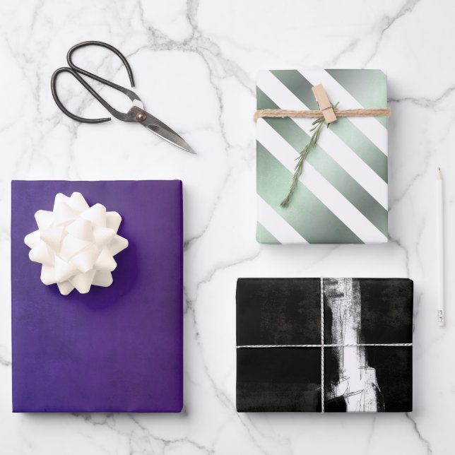 Feuille De Papier Cadeau Moderne Elegant Rustique Abstrait et rayé (Recto)
