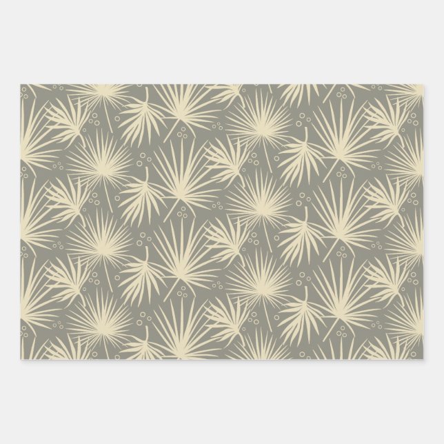 Feuille De Papier Cadeau Moderne élégant Tropical Palm Leaf Rose bleu gris (Devant)