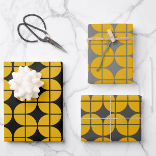 Feuille De Papier Cadeau Moderne Jaune et gris Simple Motif géométrique
