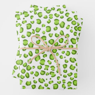 Feuille De Papier Cadeau Moderne Léopard de neige Vert Poster de animal Chi