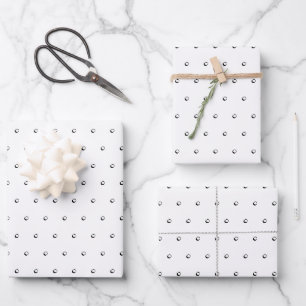 Feuille De Papier Cadeau Moderne mignon blanc noir petit pois motif
