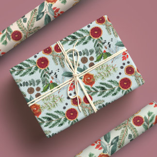 Feuille De Papier Cadeau Moderne Pastel Scandinave Noël Forêt d'hiver