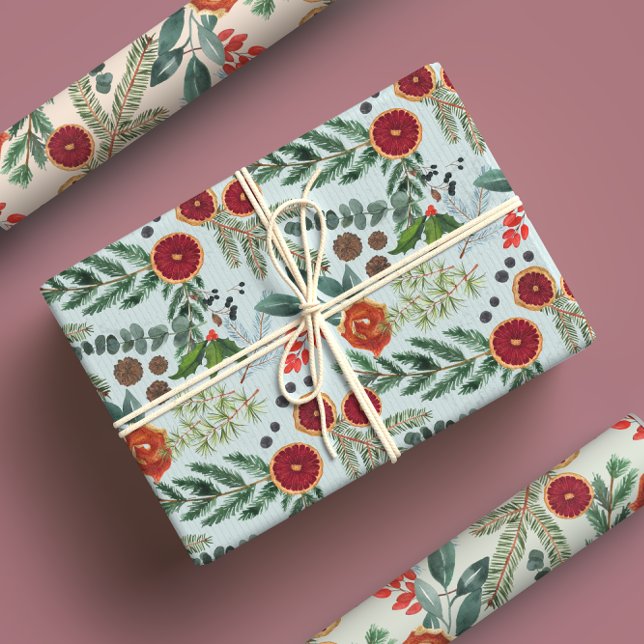 Feuille De Papier Cadeau Moderne Pastel Scandinave Noël Forêt d'hiver (Créateur téléchargé)