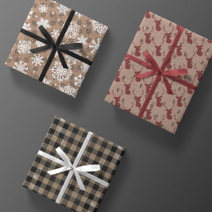 Feuille De Papier Cadeau Moderne Rustique Kraft noir blanc rouge cadeau de