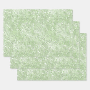 Feuille De Papier Cadeau Moire de soie petit Motif en vert citron