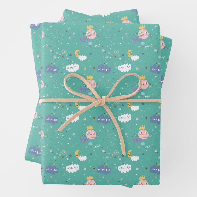 Feuille De Papier Cadeau Mon rêve planétaire Gros petit Motif (En situation)