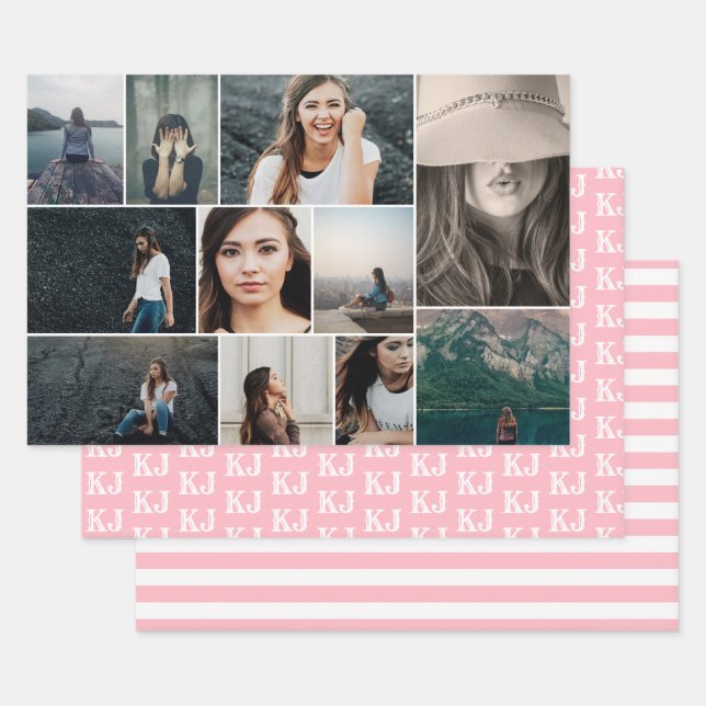 Feuille De Papier Cadeau Monogramme de photo PPInk Blanc (Lot)