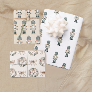 Feuille De Papier Cadeau Monogramme Neutre Noisette de Noël