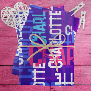 Feuille De Papier Cadeau Monogramme Nom répétitif Motif Anniversaire