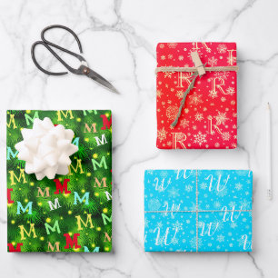 Feuille De Papier Cadeau Monogramme personnalisé festif pour vos récepteurs