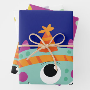 Feuille De Papier Cadeau Monstres jolies et colorées