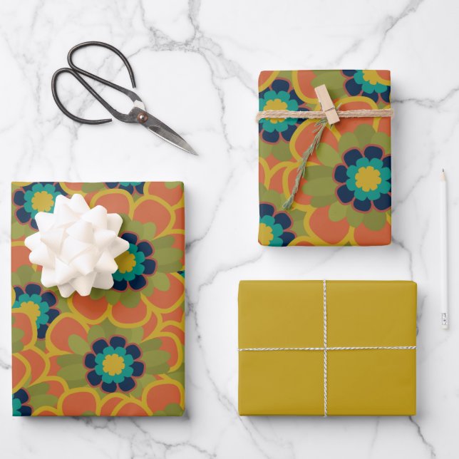 Feuille De Papier Cadeau Morelia Fleurs Retro Floral (Recto)