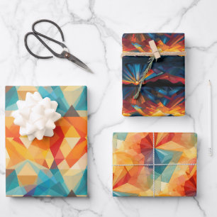 Feuille De Papier Cadeau Mosaïque du lever du soleil géométrique : Nouveau 