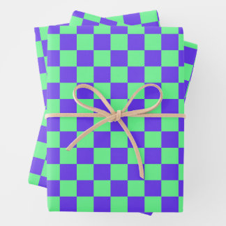 Feuille De Papier Cadeau Motif à carreaux violet et vert