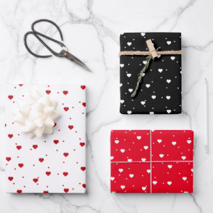 Feuille De Papier Cadeau Motif à coeur rouge et blanc arrière - plans perso