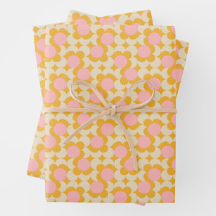Feuille De Papier Cadeau Motif à fleurs géométrique circulaire du milieu du