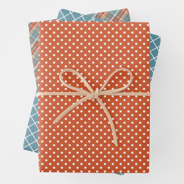 Feuille De Papier Cadeau Motif À petits pois moderne Plaid White Stripes (En situation)