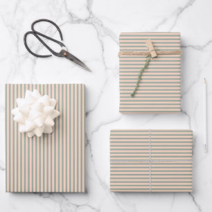 Feuille De Papier Cadeau Motif à rayures blanches rose simple Sage Green
