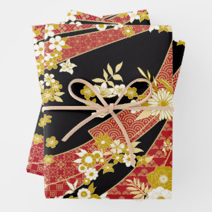 Feuille De Papier Cadeau Motif à thème japonais