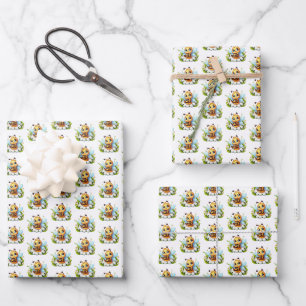 Feuille De Papier Cadeau Motif abeille bébé unisexe carrelé cool