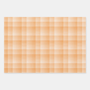 Feuille De Papier Cadeau Motif Abstrait à Damier Orange et Blanc