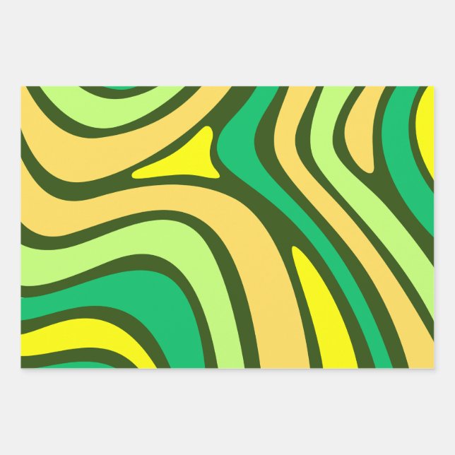 Feuille De Papier Cadeau Motif Abstrait de bande colorée (Devant)
